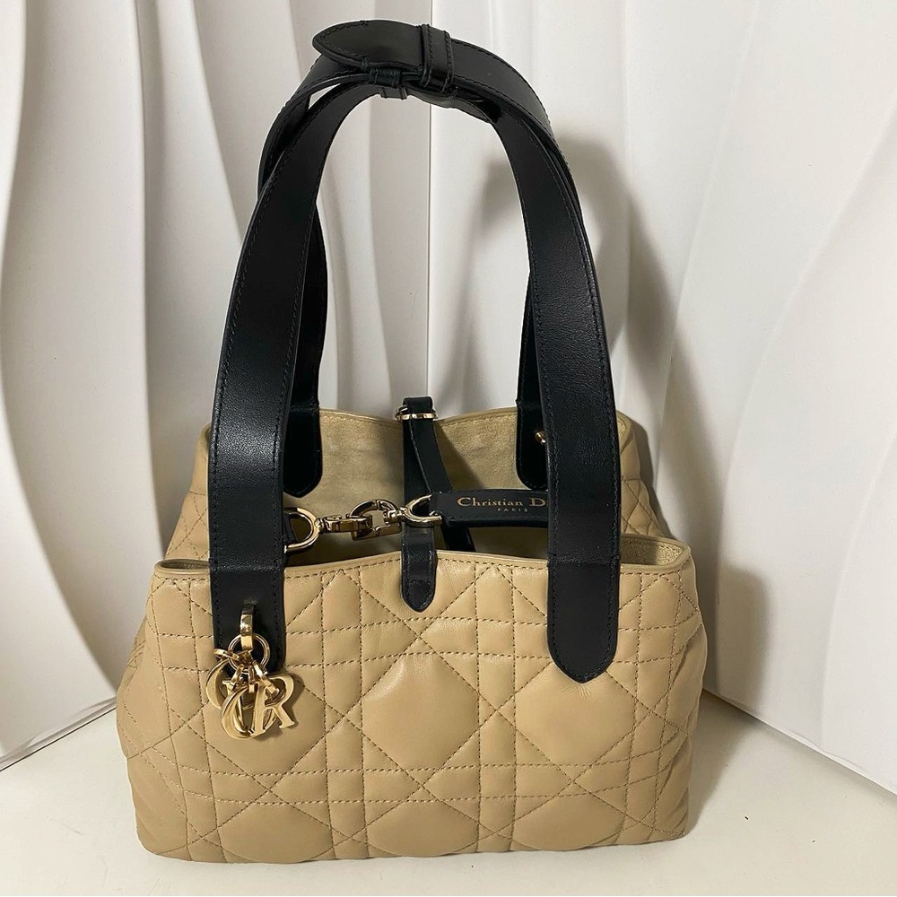 Dior Toujours Cannage Quilted Leather Tote Bag Beige & Black - Picture 1 of 14